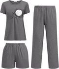 3 Piece Postpartum Nursing Pajamas Set for Women - Soft Maternity PJs