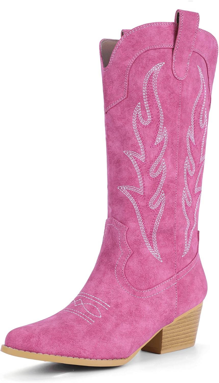 Stylish Cowboy Boots for Women with Chunky Low Heel Design