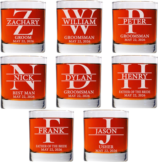 Personalized Whiskey Glass Set Of 8 For Groomsman Gifts