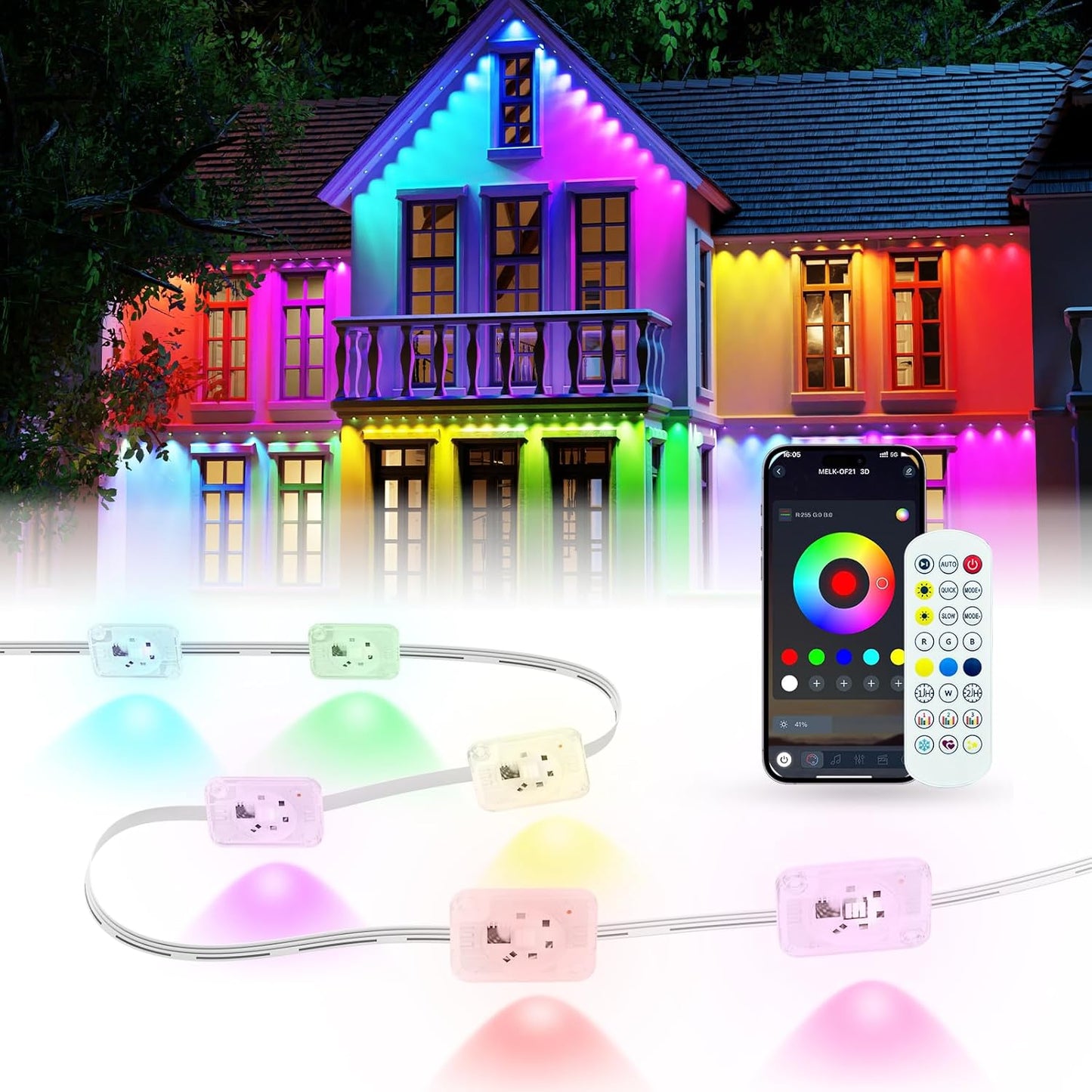 Permanent Outdoor Lights for House - 200ft Smart RGB LED