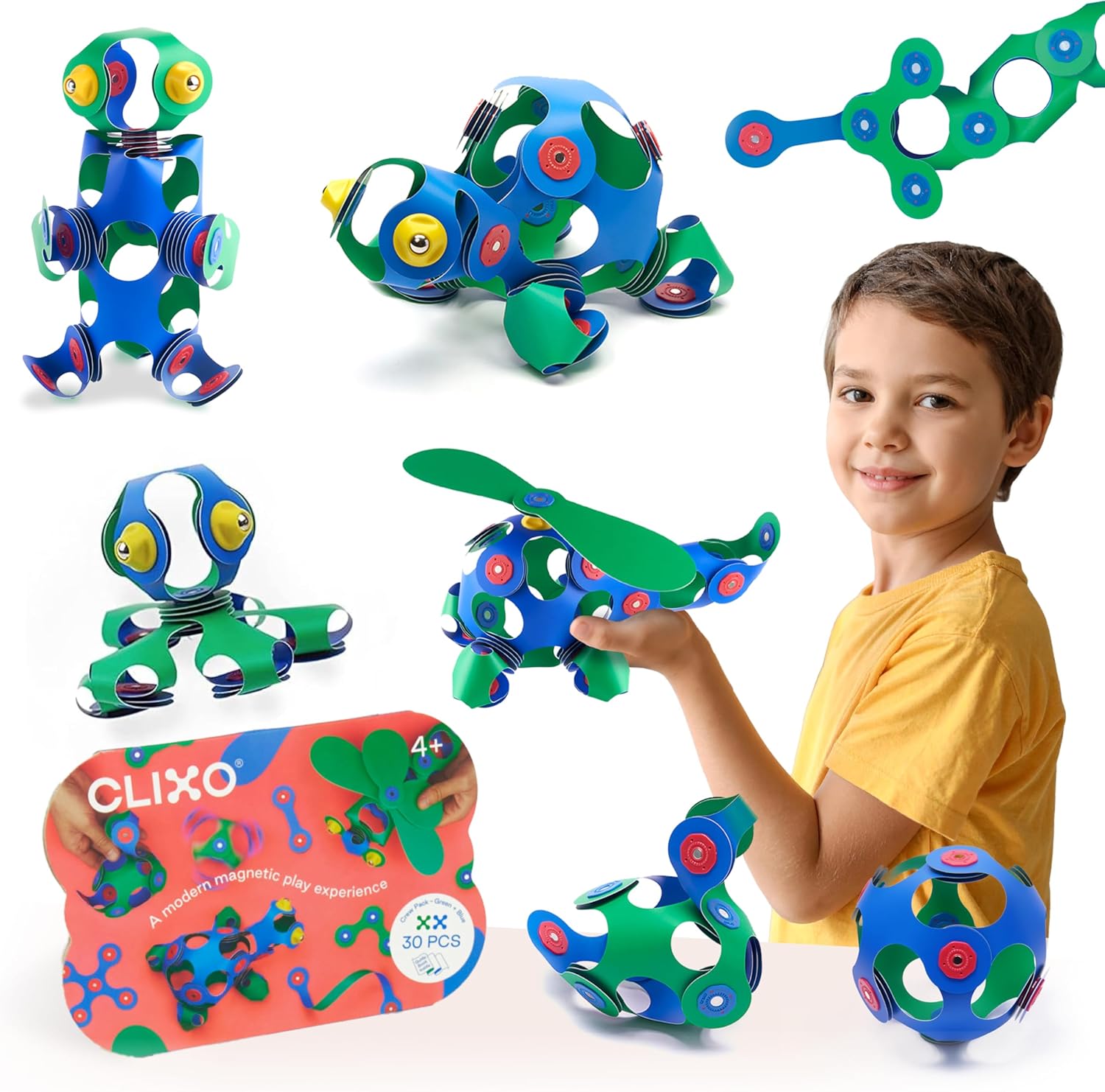 Clixo Crew 30 Piece Pack - Flexible Magnetic Building Toy