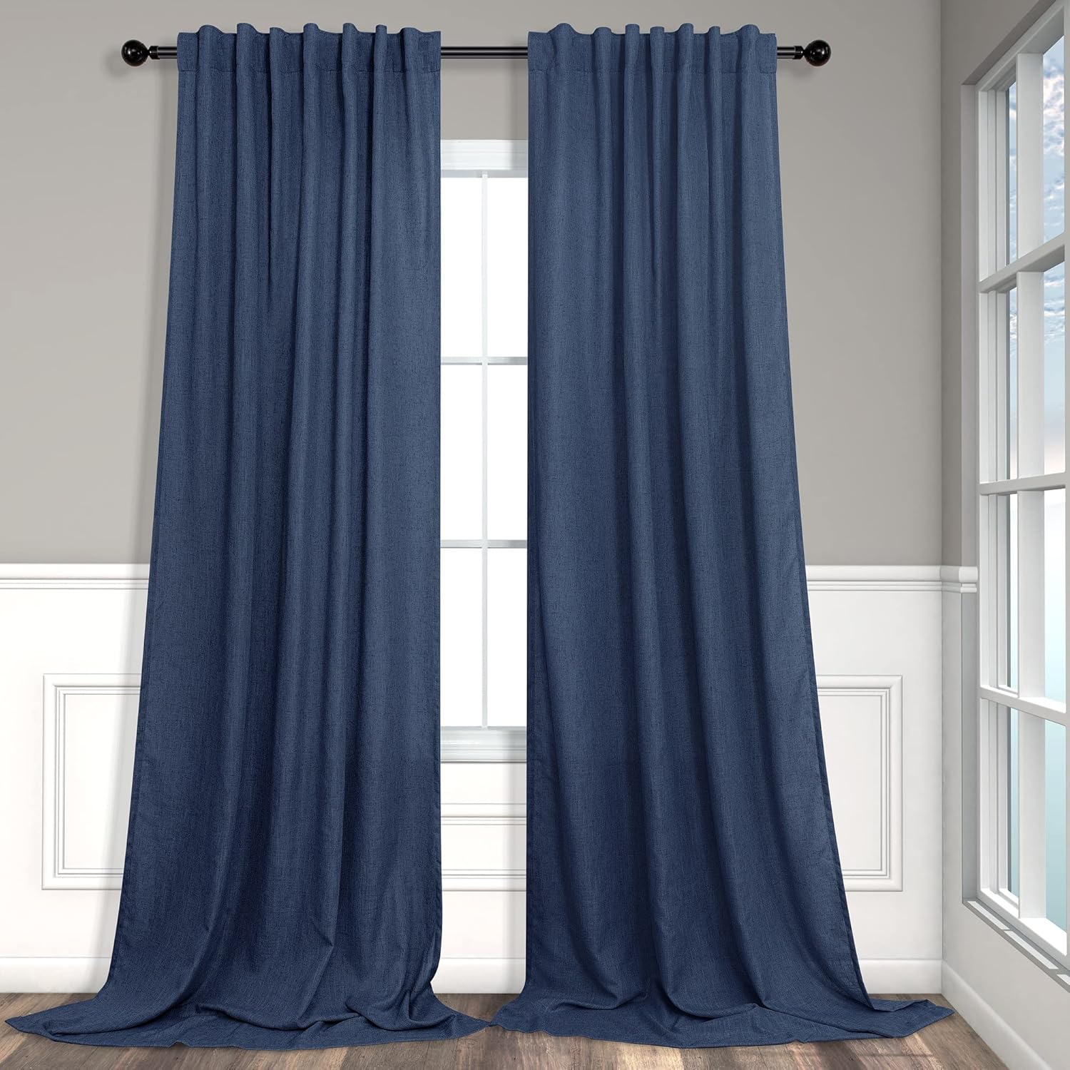 Navy Curtains 108 Inches Long for Living Room 2 Panels Set