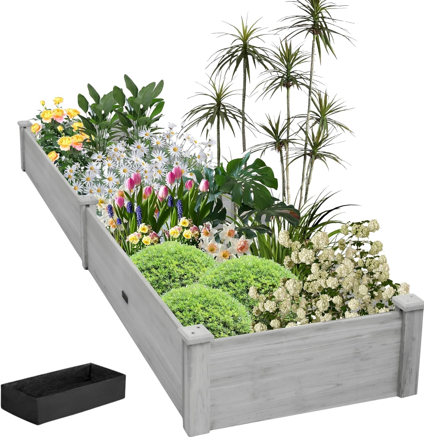 8x2ft Outdoor Wooden Raised Garden Bed for Vegetables and More