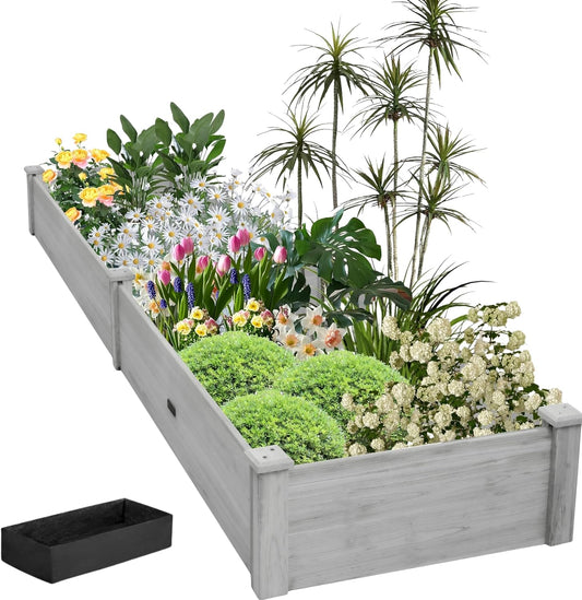 8x2ft Outdoor Wooden Raised Garden Bed for Vegetables and More