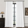 Pure White Blackout 102 in Long Curtains for Bedroom - Heavy Linen