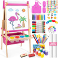 Adjustable Art Easel for Kids with Magnetic Chalkboard & Whiteboard