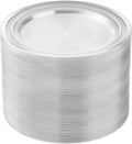 100PCS Clear Plastic Plates for Party 10.25 in with Silver Rim