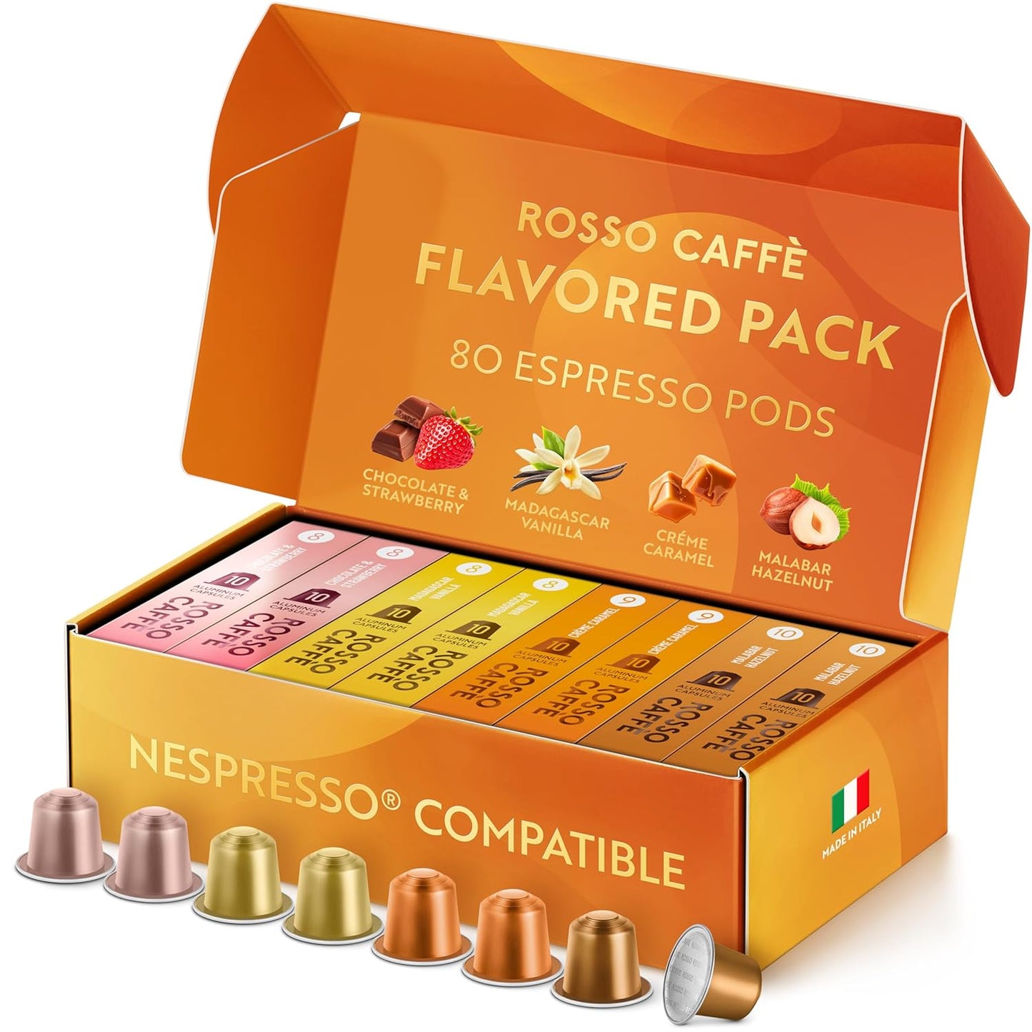 Indulge in ROSSO CAFFE Espresso Coffee Pods for Nespresso Machines