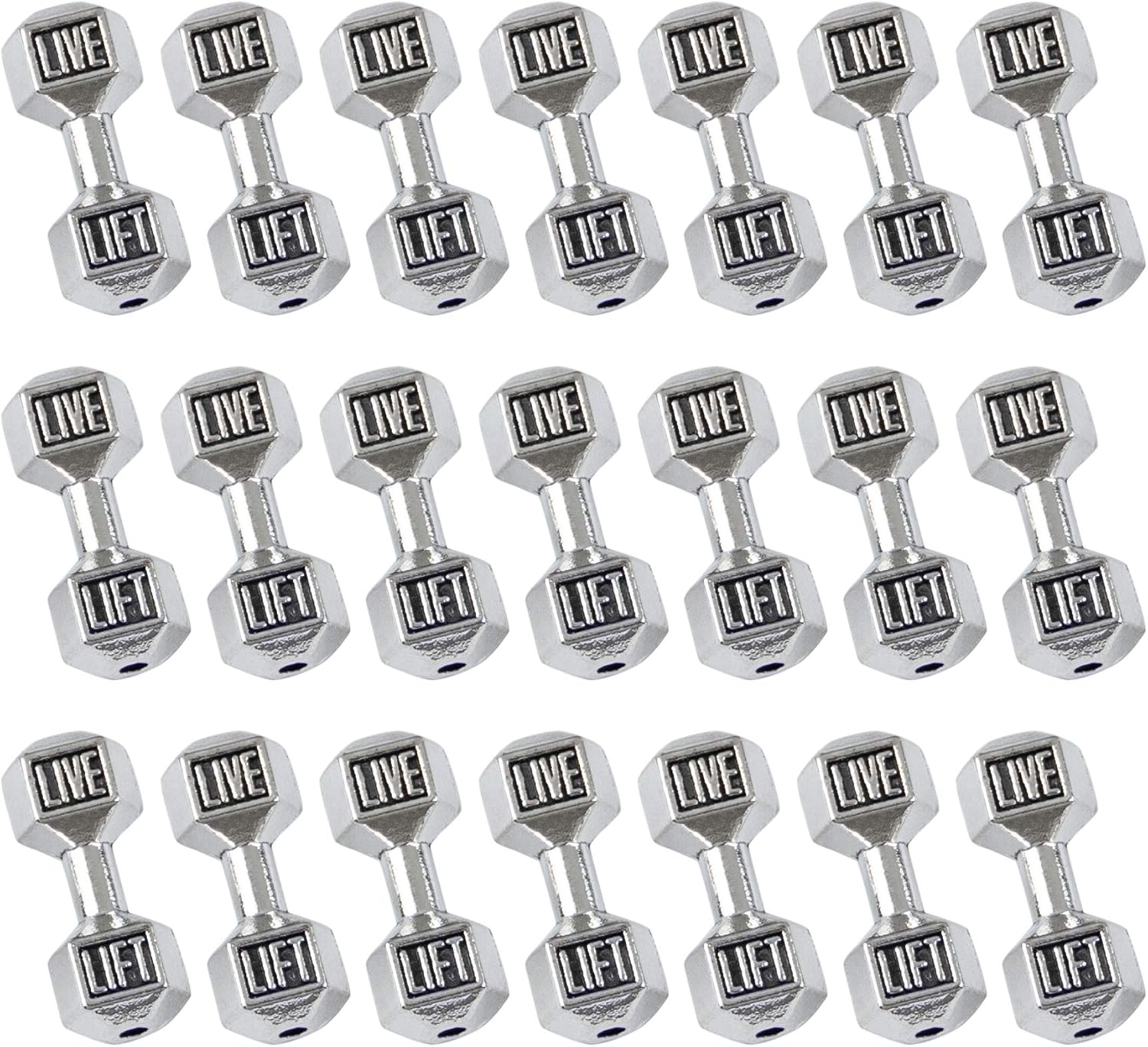 50 Pack Silver Dumbbell Charms - Fitness Inspiration!