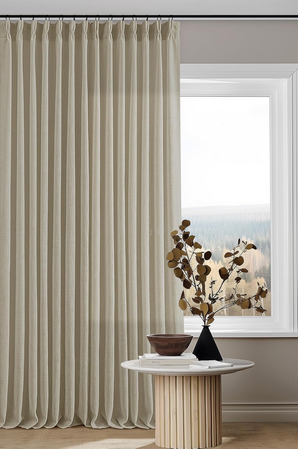 Pleated Linen Curtains 90 Inches Long by TWODRAPES