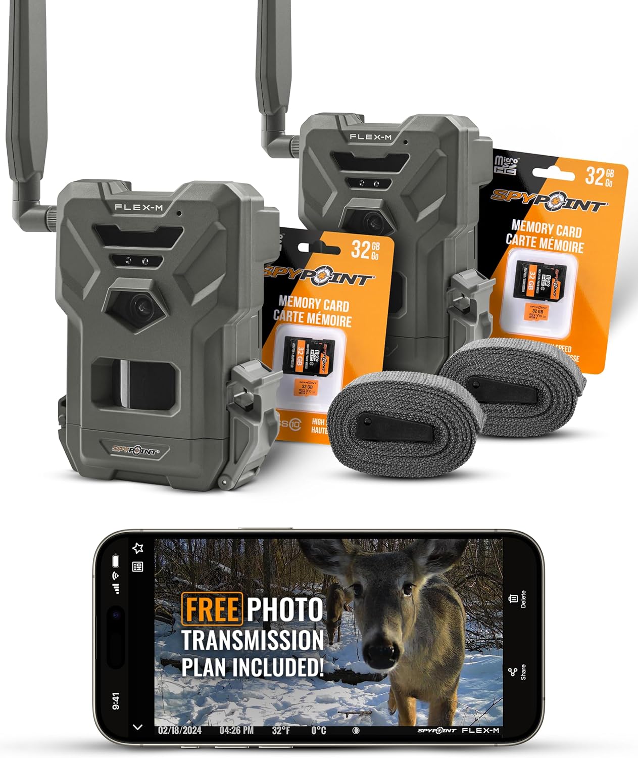 SPYPOINT Flex-M Cellular Trail Cameras with 2 SD Cards Included