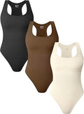 Women's 3 Piece Ribbed Sleeveless Bodysuits for Stylish Outfits