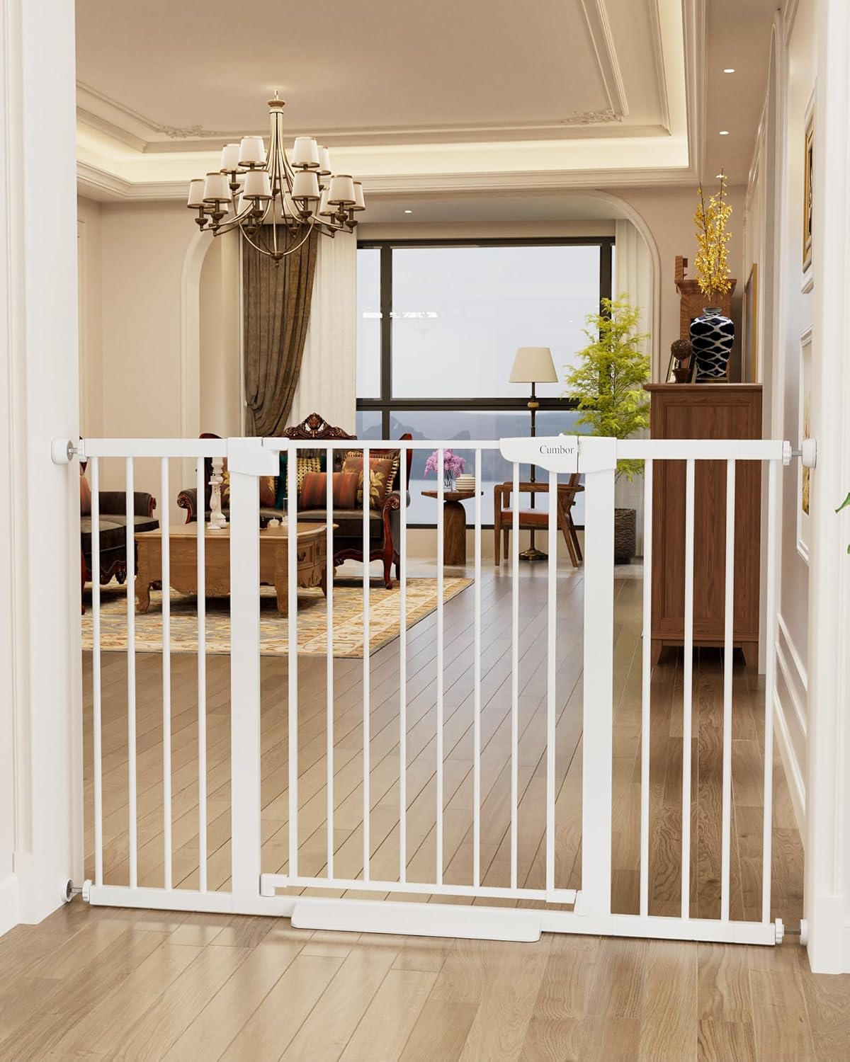 Cumbor 36 Inch Extra Tall Baby Gate for Stairs and Doorways