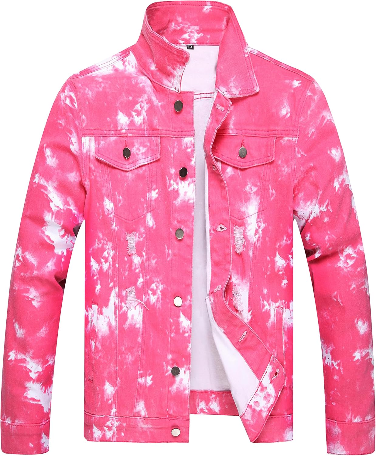 RANMCC Slim Fit Ripped Denim Jacket for Stylish Men