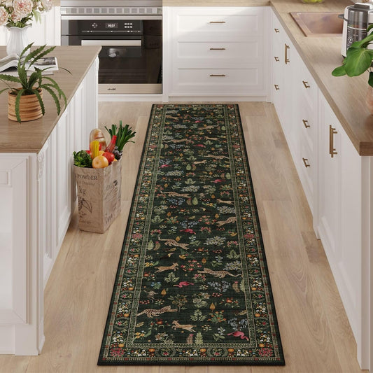 Runner Rug for Kitchen Non Slip 2ft 6in'x8ft Soft Floral Design
