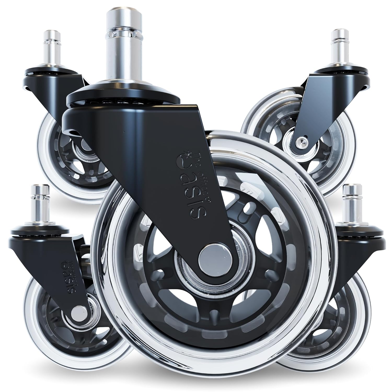 Silent Glide Rollerblade Office Chair Wheels - Protect Floors, Effortless Install - Set of 5