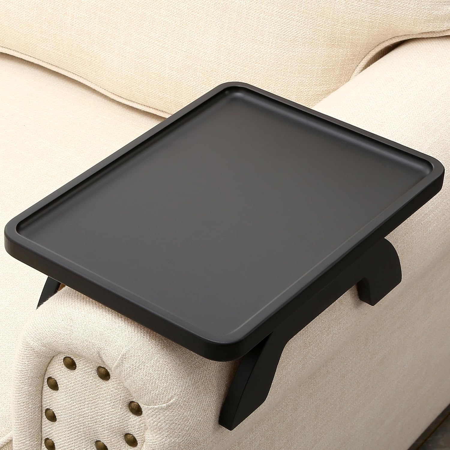 Bamboo Couch Arm Table for Living Room Snack & Drink Needs