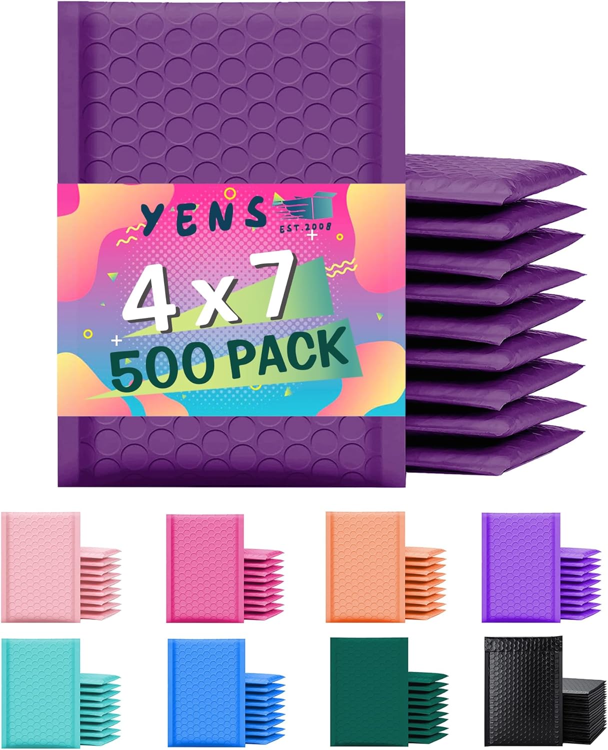 Yens Poly Bubble Mailers 4x8 - Waterproof Self Seal Shipping Bags