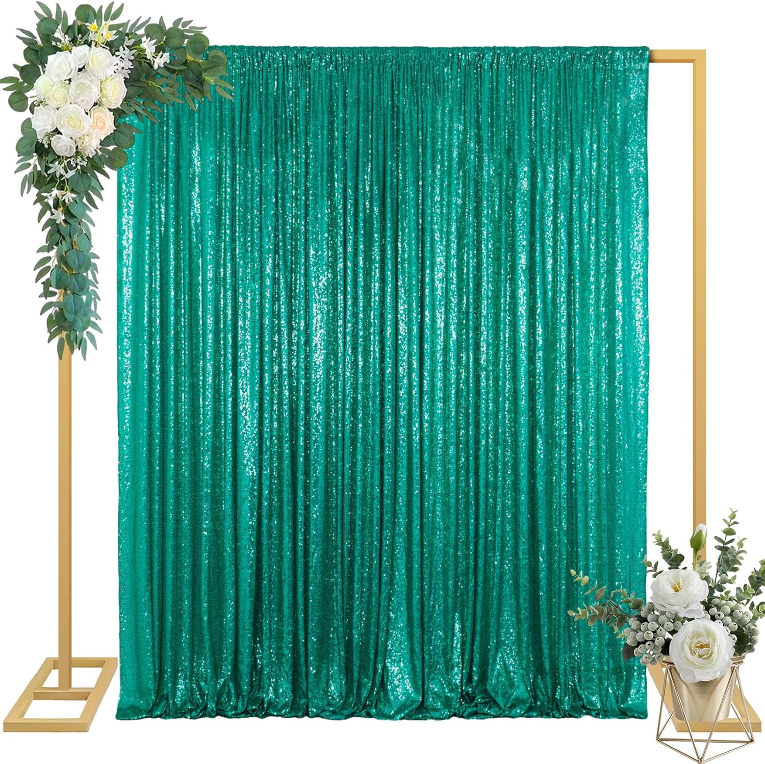 Sequin Green Curtain 8FTx8FT for Stunning Photo Booth Backdrop