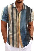 Men's Linen Shirts Short Sleeve Button Down Shirt for Men - Beach