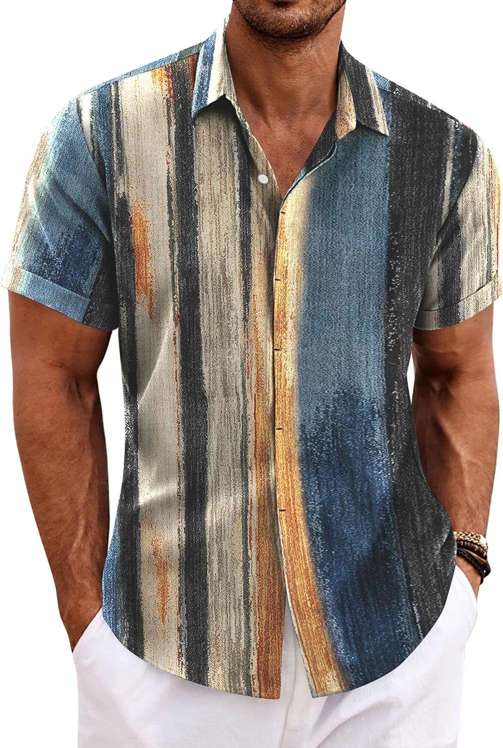 COOFANDY Men's Linen Shirts for Casual Summer Beach Style