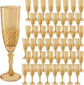 Plastic Champagne Flutes 48PCS Gold Reusable Toasting Glasses