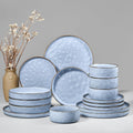 HaWare 16-Piece Stoneware Dinnerware Set for 4 - Reactive Blue