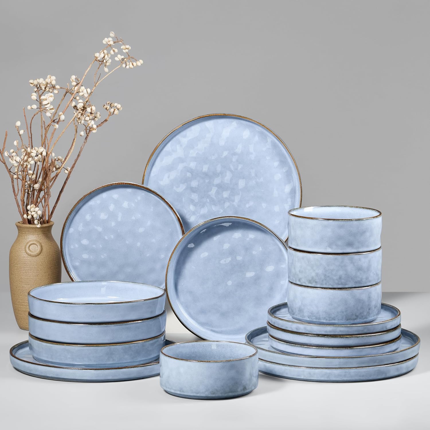 HaWare Dinnerware Sets - 16-Piece Stoneware Dish Set for 4