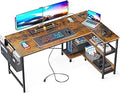 55 in L Shaped Gaming Computer Desk with Power Outlets - Small Space