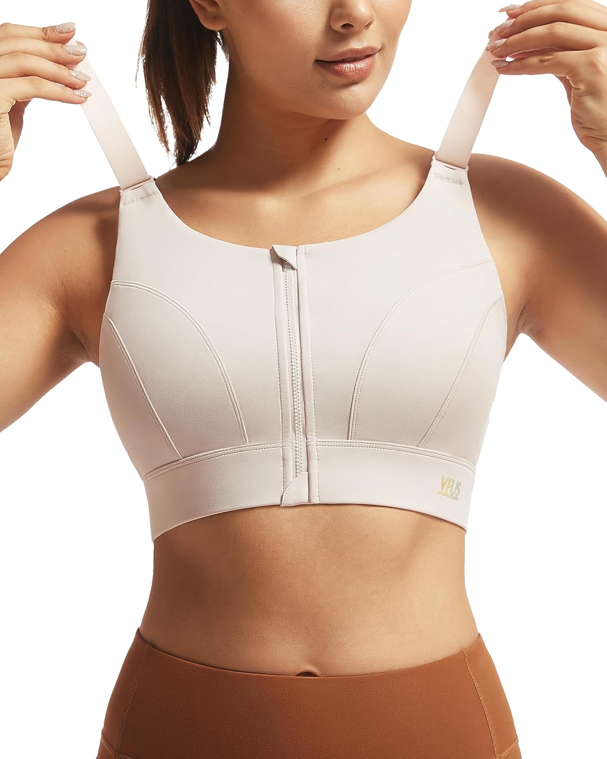 Adjustable High Impact Sports Bras for Women with Zip Front
