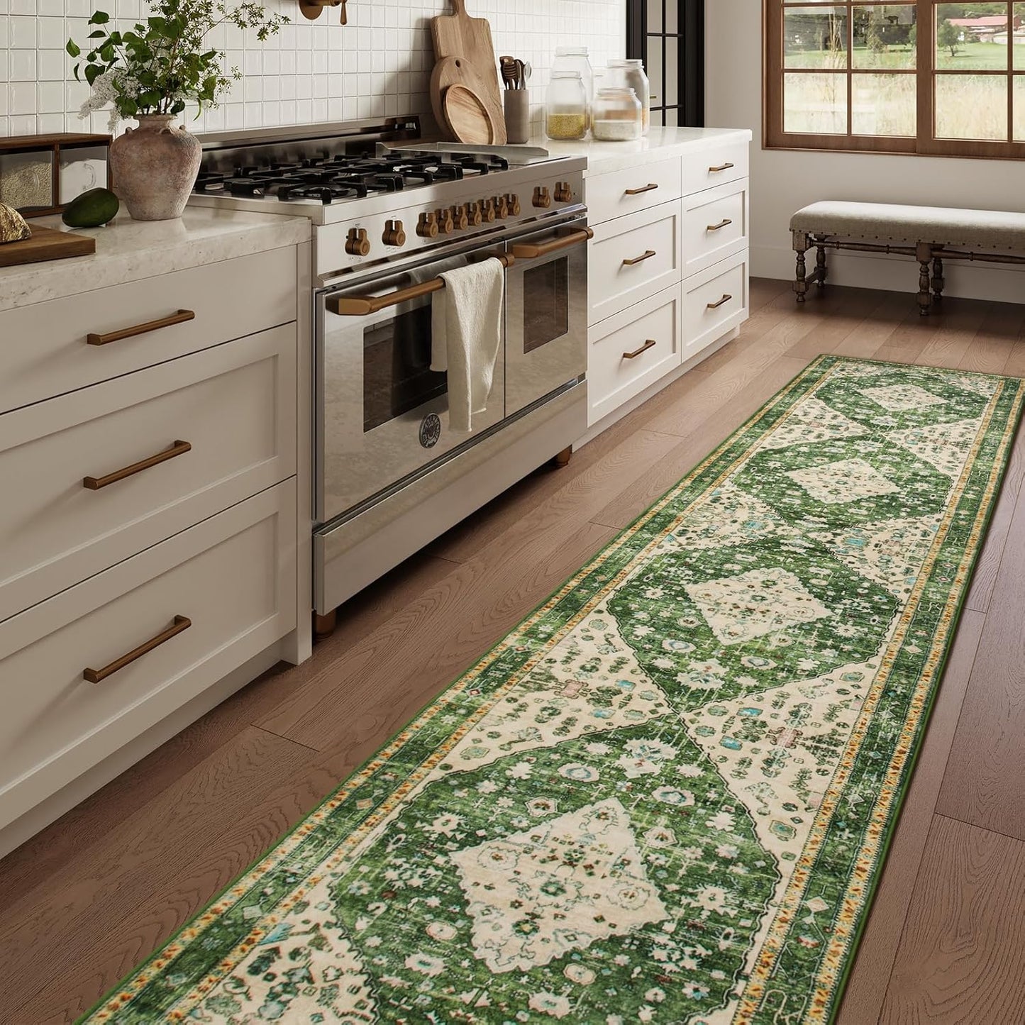 Lahome Boho Tribal Runner Rug - Non-Slip Washable 2ft 6inx12ft Rug