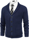 Men's Shawl Collar Cardigan Sweater Slim Fit Cable Knit - Cozy Fit