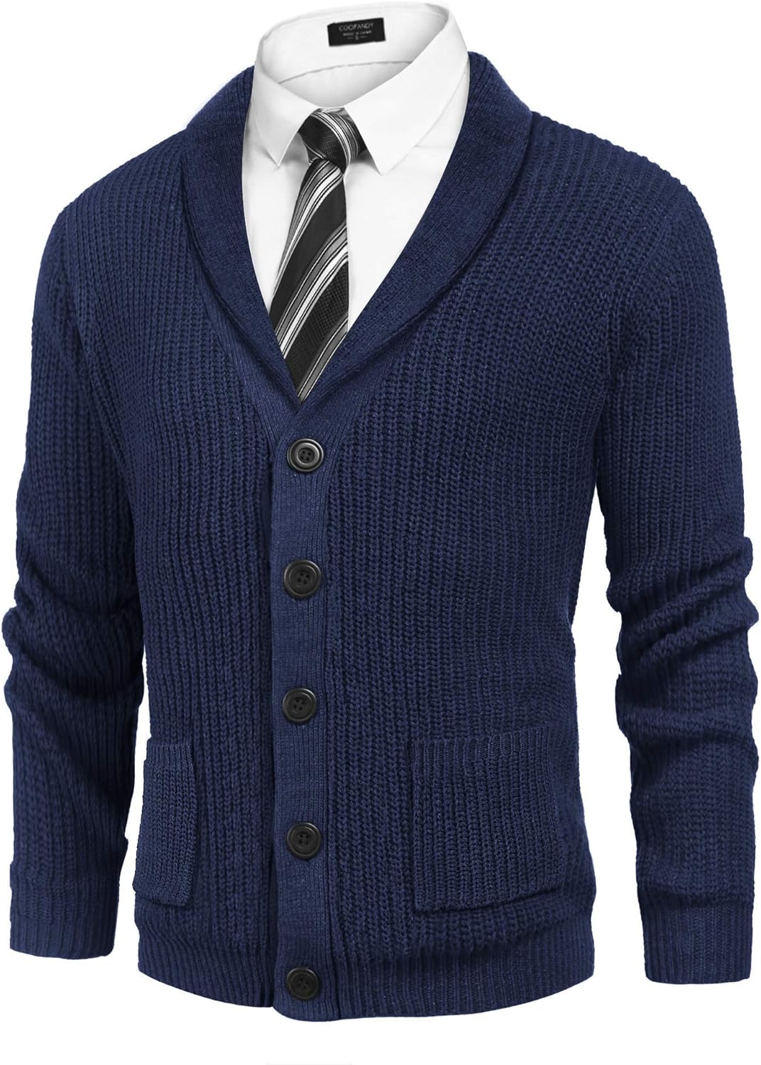 COOFANDY Men's Shawl Collar Cardigan Sweater for Stylish Comfort