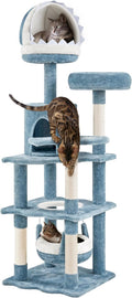Ocean-Themed 61in Cat Tree - Shark Igloo & Hammock