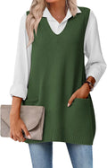 Women's Oversized Sweater Vest V Neck with Pockets - Soft Acrylic