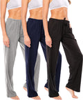 Sexy Basics Women's 3 Pack Soft Flex-Cotton Knit Pajama Pants - Soft