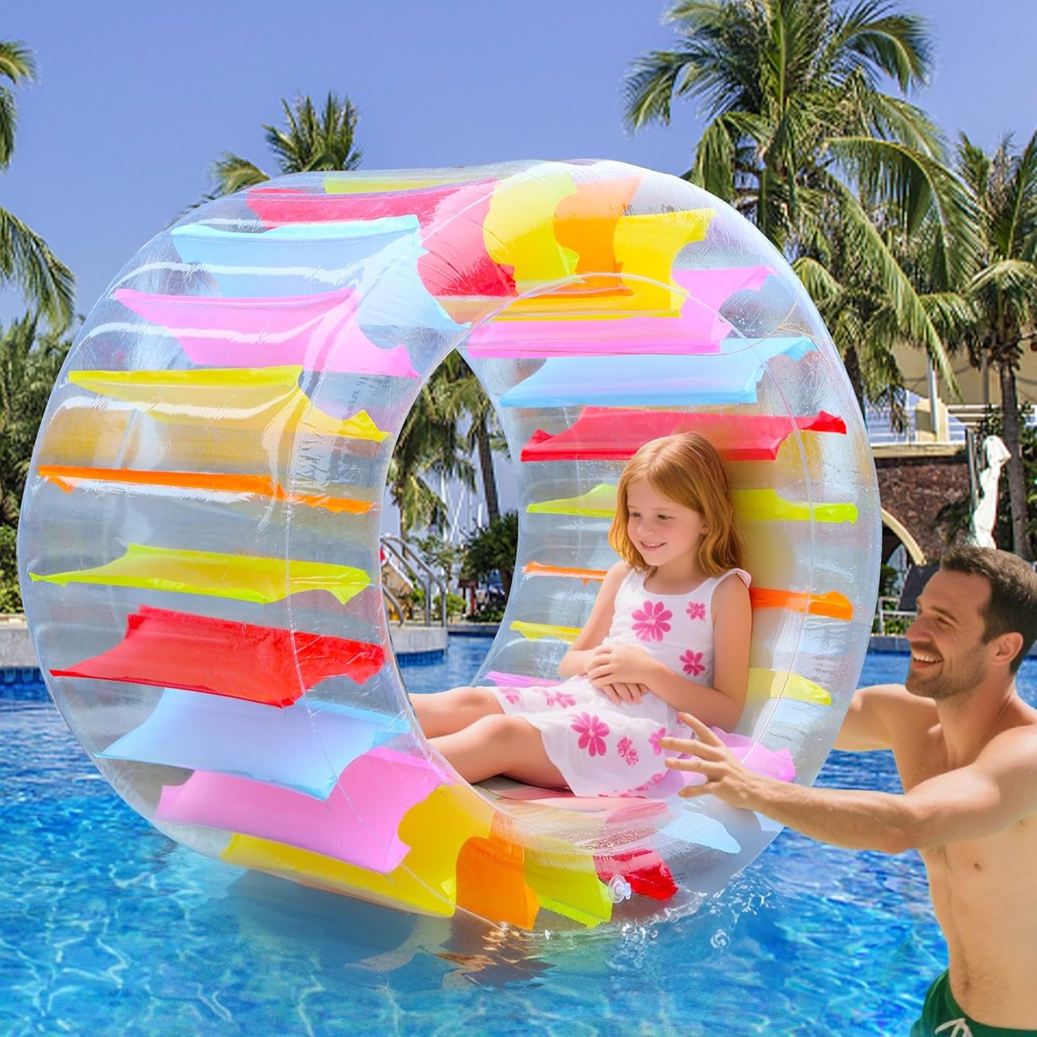 Giant Inflatable Wheel Roller for Kids Summer Pool Fun