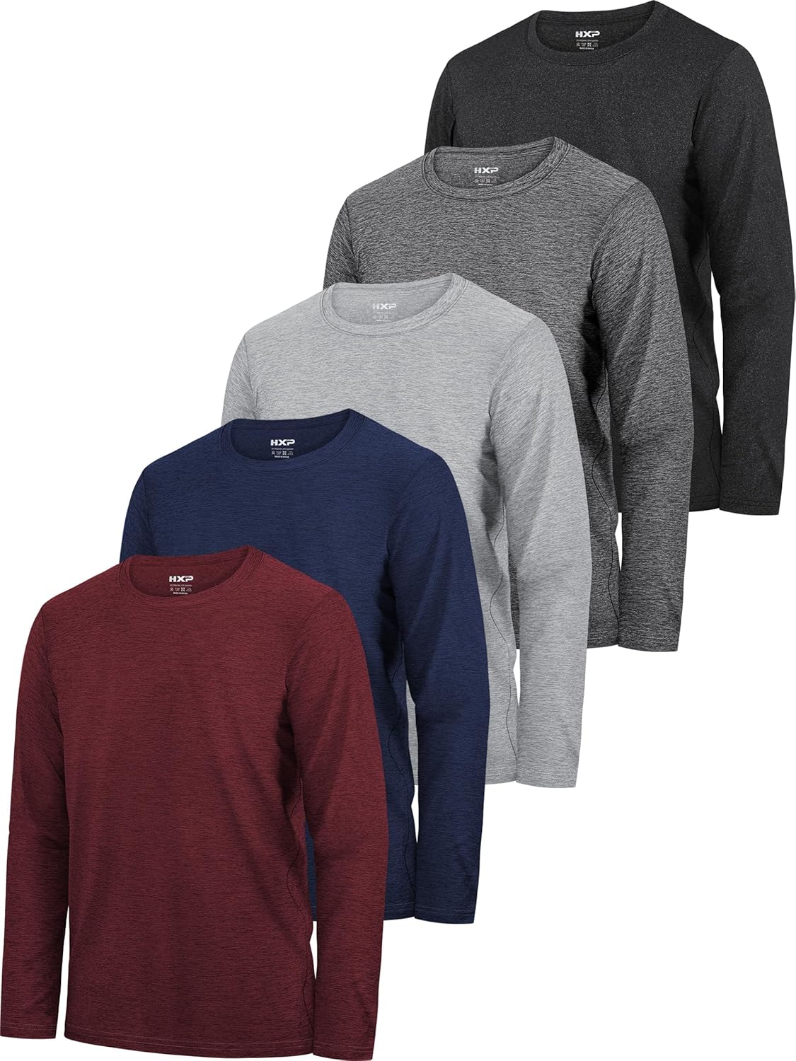 Boys Long Sleeve Shirts 5 Pack for Activewear and Sports