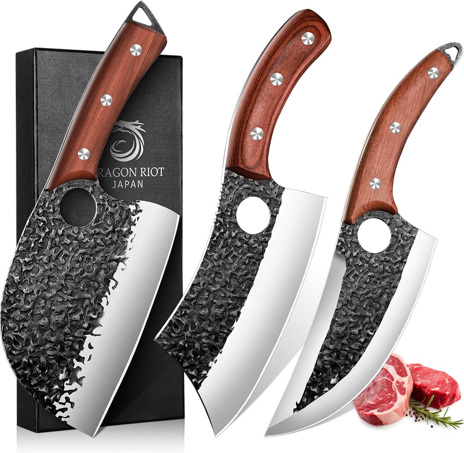 Professional Butcher Knife Set for Meat Processing - 3Pcs