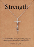 Faith Cross Pendant Necklace for Women Sterling Silver - Inspirational