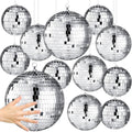 Disco Ball Set 12 Pack Large and Small Silver Mirror Balls - Party
