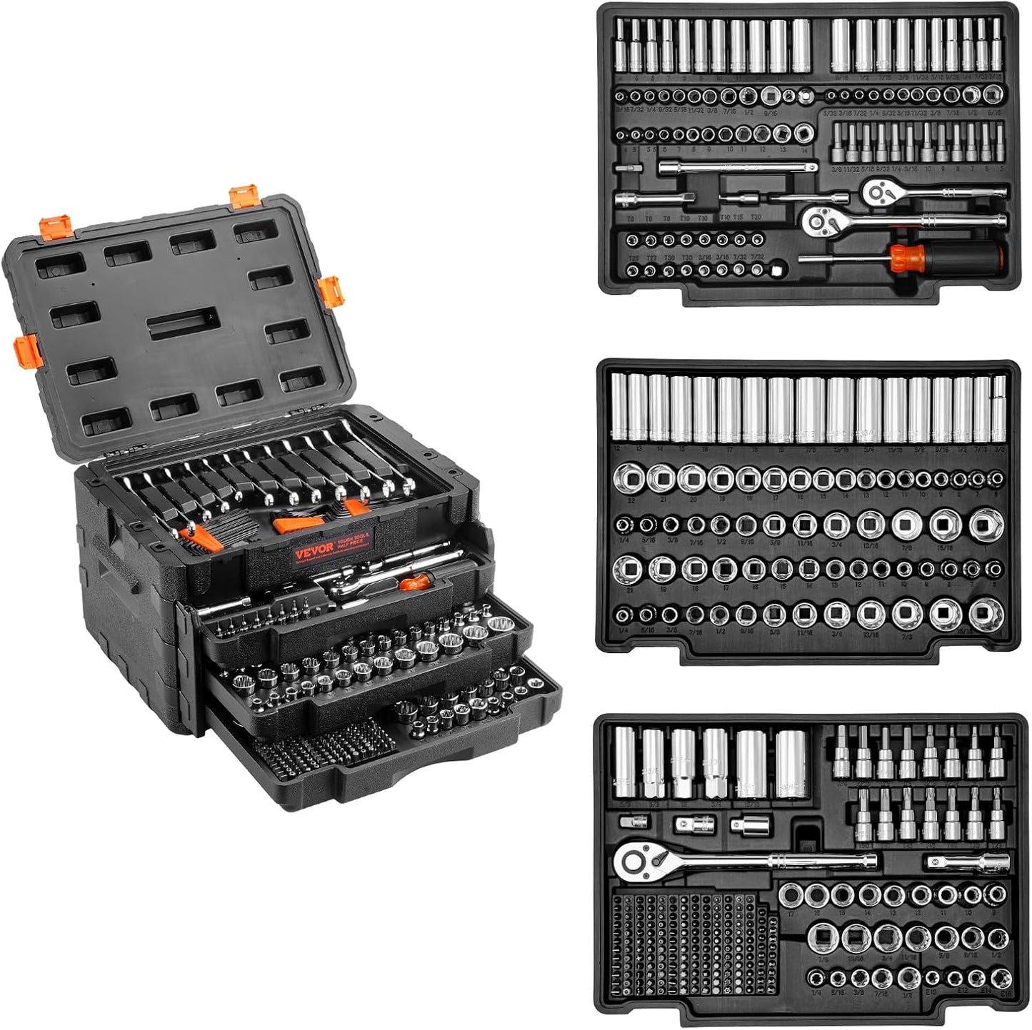 VEVOR Mechanics Tool Set: 450 Pcs Socket Set for Repairs