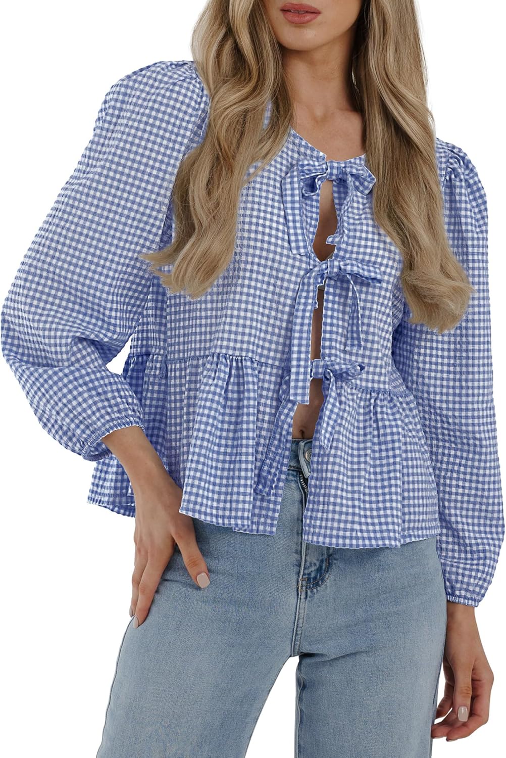PRETTYGARDEN Women's Trendy Babydoll Peplum Blouse Shirt