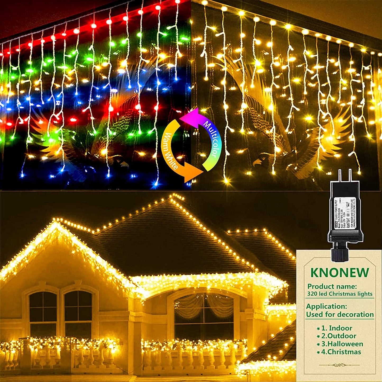 KNONEW Color Changing Christmas Lights Outdoor 400 LED 33ft