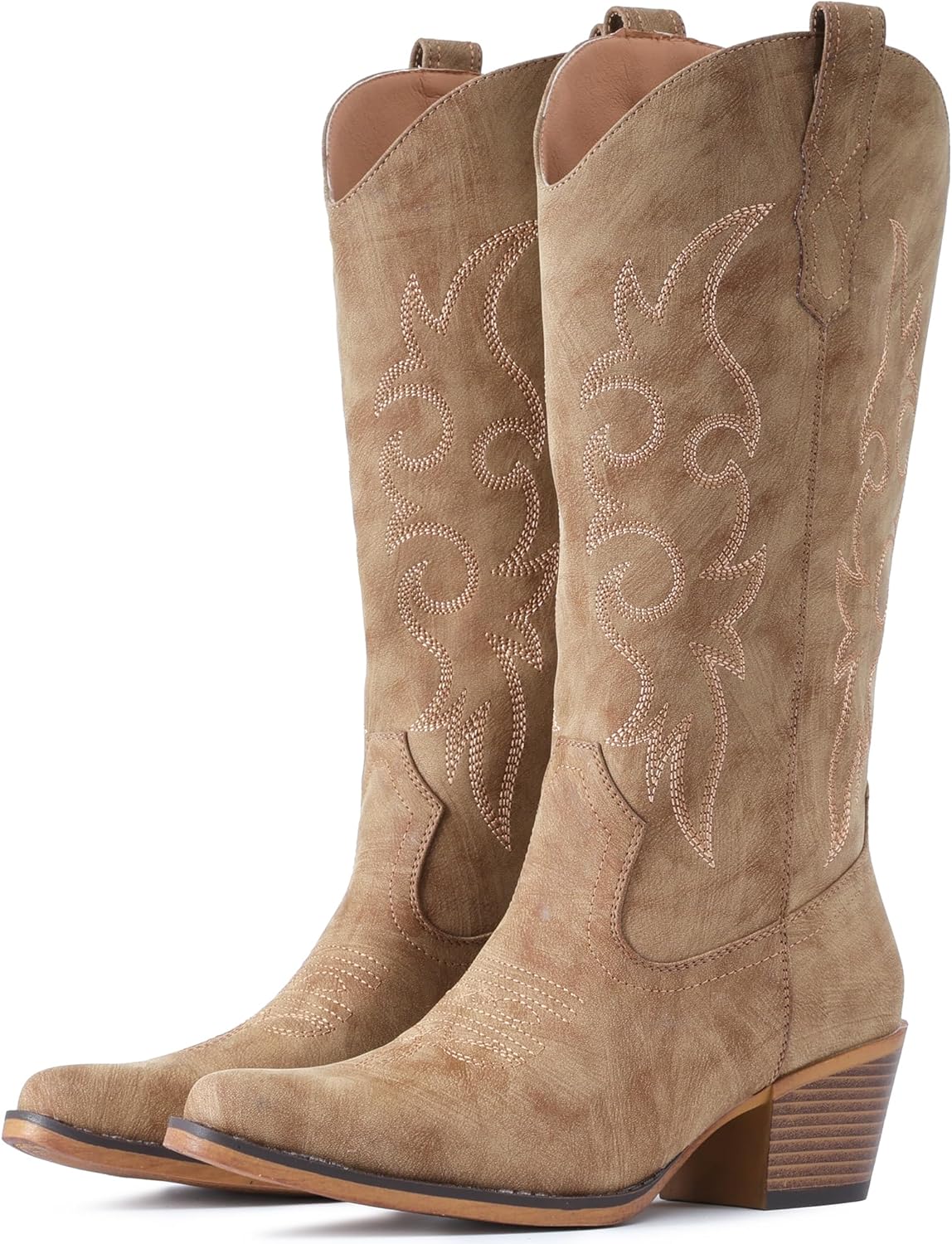 IUV Cowboy Boots for Women - Stylish Mid Calf Snip Toe Design