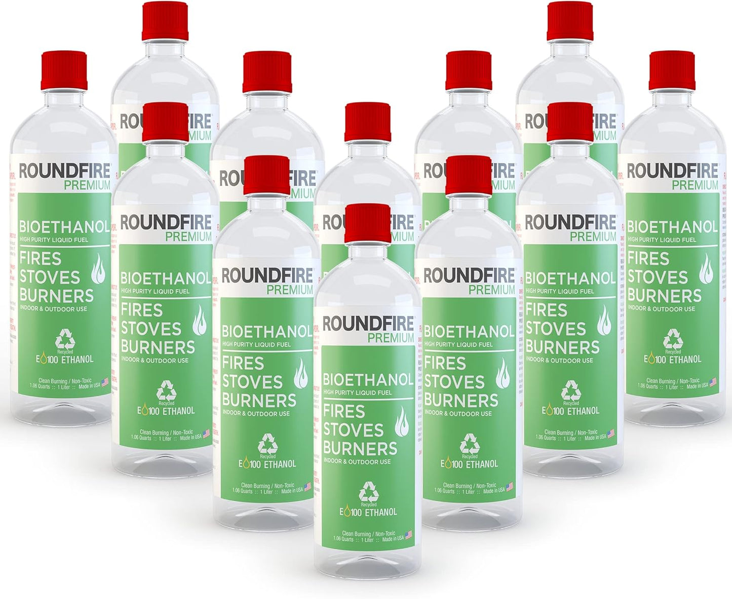 ROUNDFIRE Premium Bioethanol Fuel for Fireplaces and Stoves