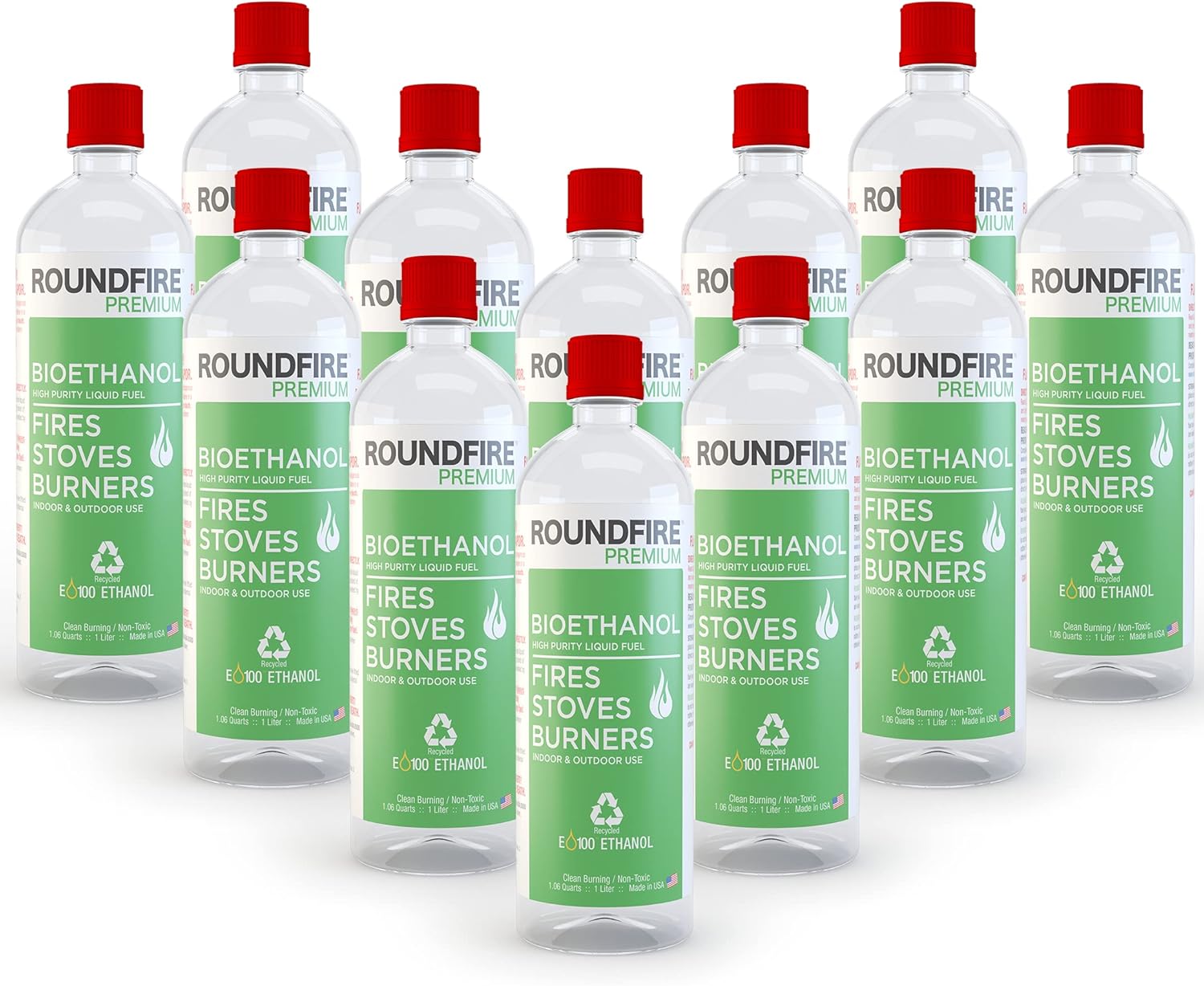 ROUNDFIRE Premium Bioethanol Fuel for Fireplaces and Stoves