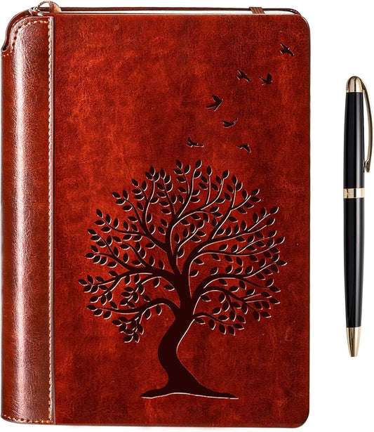 SETTINI Tree of Life Journal - Vegan Leather, Pen Holder, 192 Pages