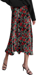 HOTOUCH Womens Midi Satin Skirt High Waisted Midi - Elegant Work
