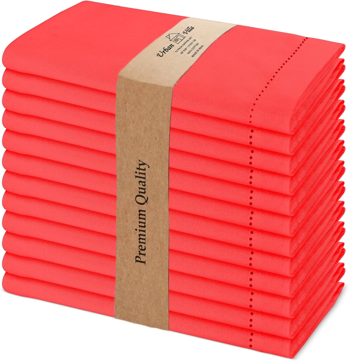 Premium Soft Cotton Cloth Napkin Set of 12 in Solid Red